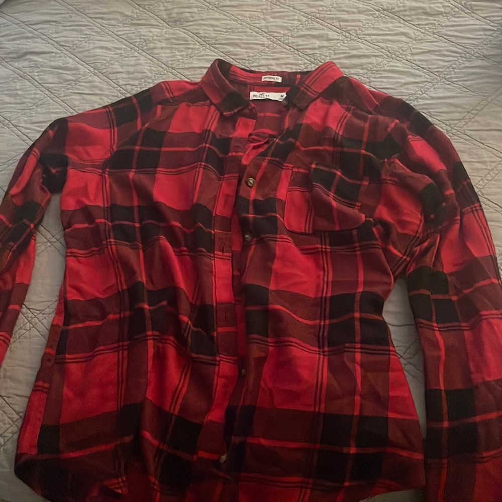 Hollister Boyfriend fit red flannel